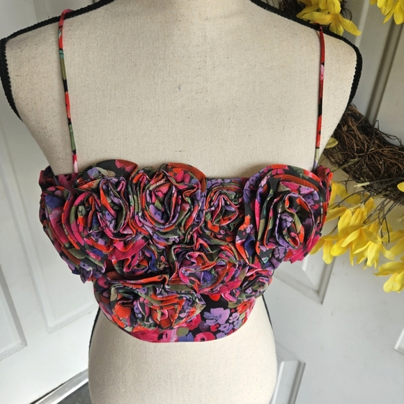 NWT AMUR 'Sylvie' Crop Top, Vintage Flowers - Picture 13 of 15